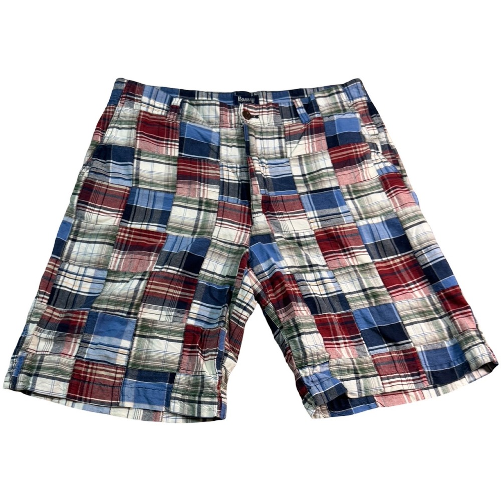 G.H. Bass & Co Madras Patchwork Shorts Mens 36 Cotton Plaid Preppy Summer‎